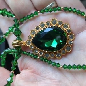 Green Crystal Necklace 19in